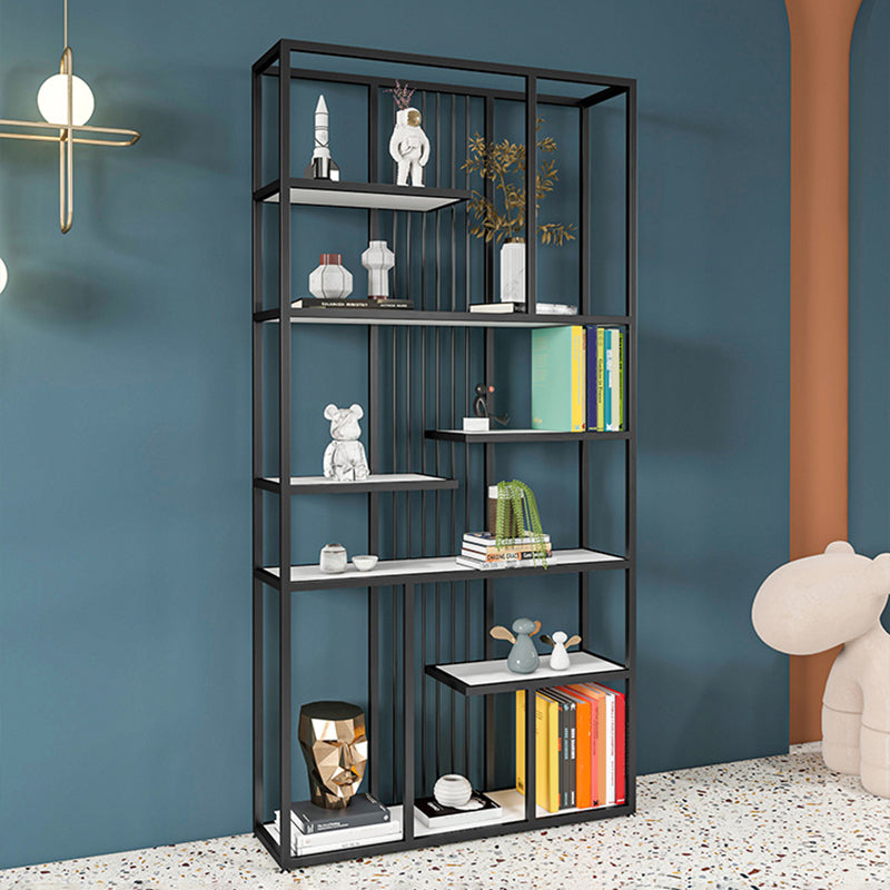 Metal Bookshelf Etagere Contemporary Open Back Bookcase with Shelves