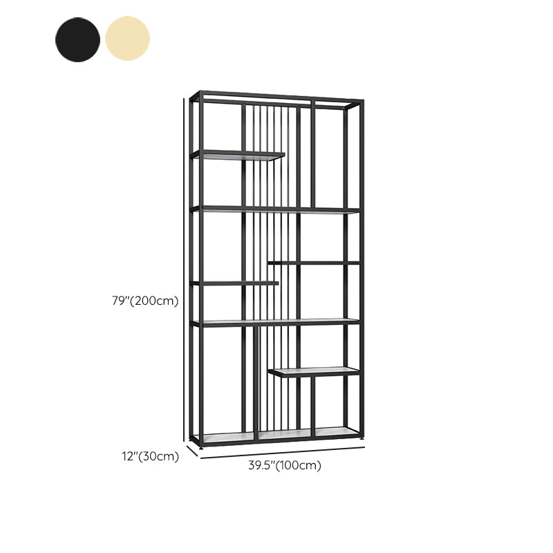 Metal Bookshelf Etagere Contemporary Open Back Bookcase with Shelves
