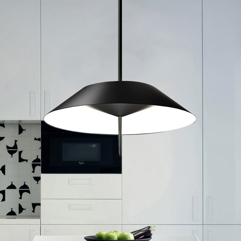 Negro/blanco/dorado medio cónico colgante colgante de colgante simple suspensión de hierro led luz en luz cálida/blanca