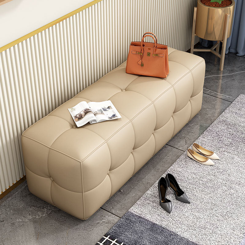 Contemporary Home Rectangular Ottoman Leather Foot Stool without Legs