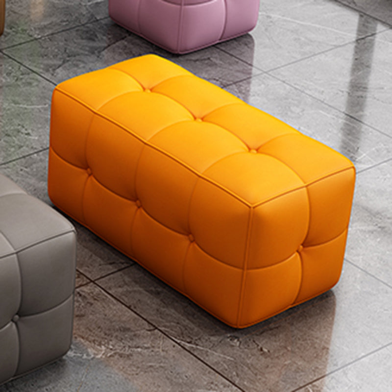 Contemporary Home Rectangular Ottoman Leather Foot Stool without Legs