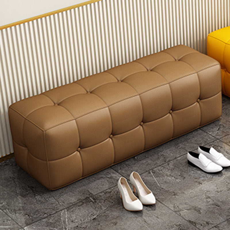 Contemporary Home Rectangular Ottoman Leather Foot Stool without Legs