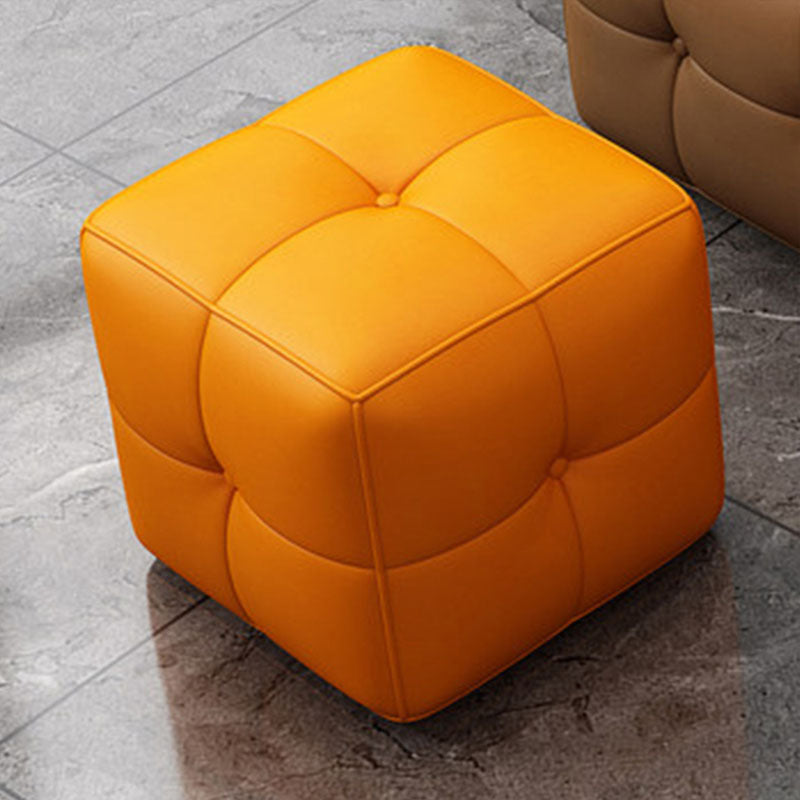 Contemporary Home Rectangular Ottoman Leather Foot Stool without Legs