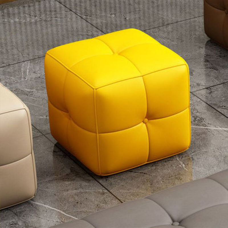 Contemporary Home Rectangular Ottoman Leather Foot Stool without Legs