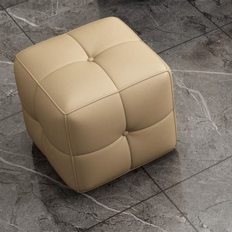 Contemporary Home Rectangular Ottoman Leather Foot Stool without Legs