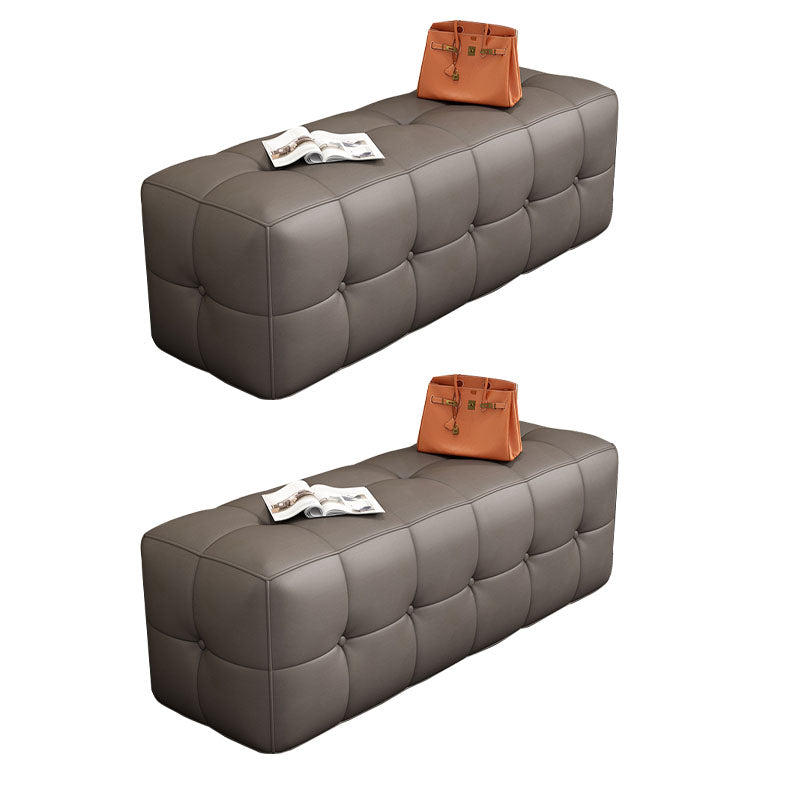 Contemporary Home Rectangular Ottoman Leather Foot Stool without Legs