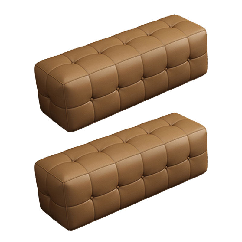 Contemporary Home Rectangular Ottoman Leather Foot Stool without Legs