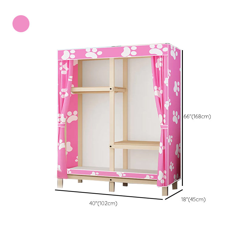 Solid Pine Wood Frame Wardrobe Armoire Contemporary Multifunctional Wardrobe