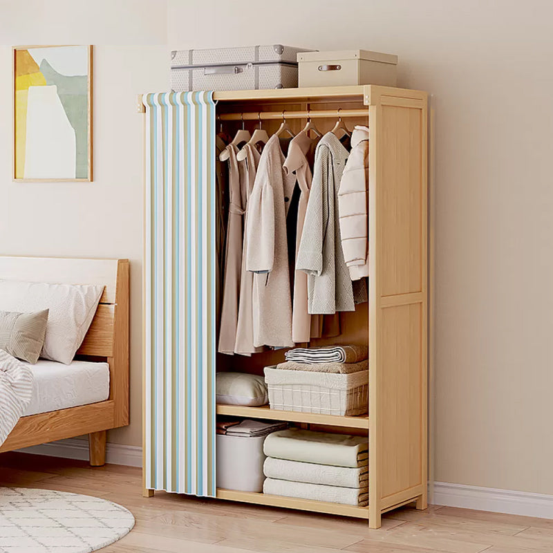 Engineered Wood Armoire Modern Natural Finish Wardrobe Closet with Garment Rod