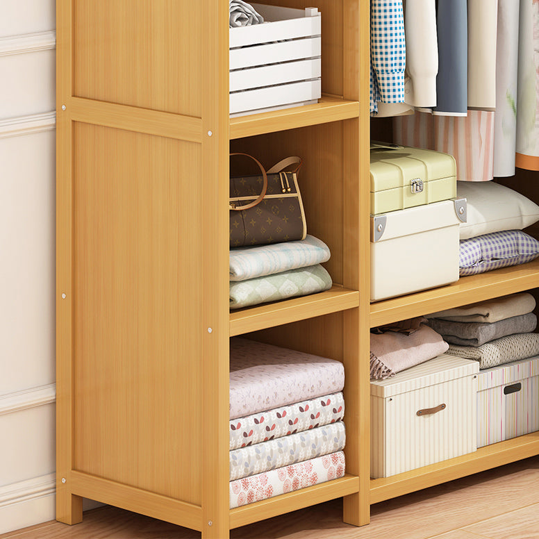 Engineered Wood Armoire Modern Natural Finish Wardrobe Closet with Garment Rod