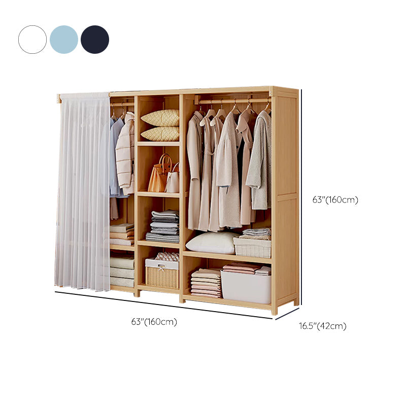 Engineered Wood Armoire Modern Natural Finish Wardrobe Closet with Garment Rod