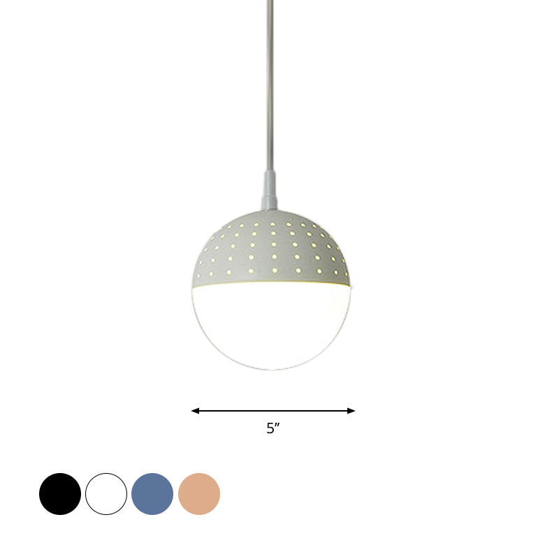 Globe/Ellipse -Suspension Licht mit opalweißem Glasschatten Metall Nordisch 1 helles schwarz/weiß/rosa hängende Anhänger Licht für Schlafzimmer