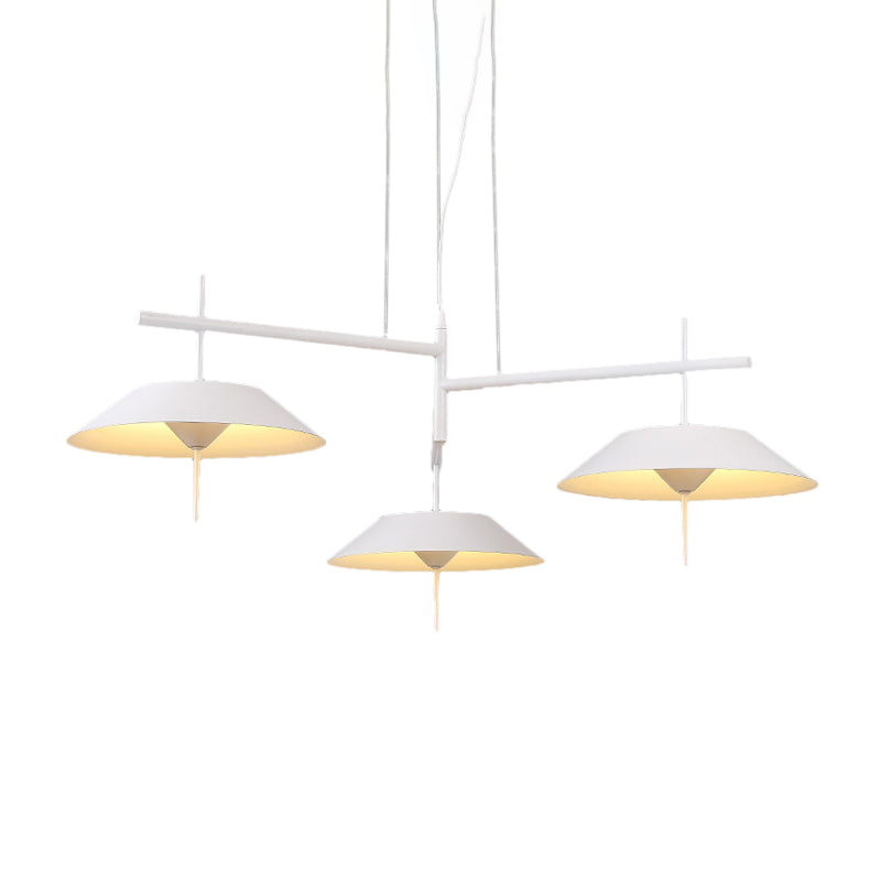 Halbe konische Kronleuchter -Einfachheit Metall 3 Lichter schwarz/weiß hängende Anhänger Licht in warmem/weißem Licht