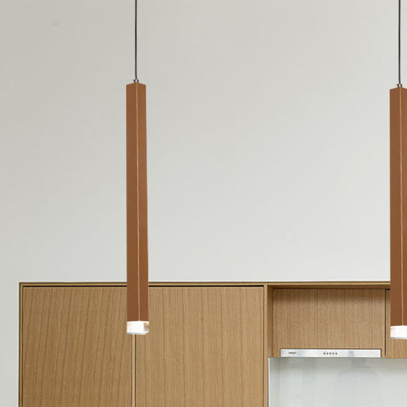 Gold Slim Cuboid Metal Suspension Light estilo simple 1/4/5 Barra de luz Luz colgante de colgantes en cálido/blanco