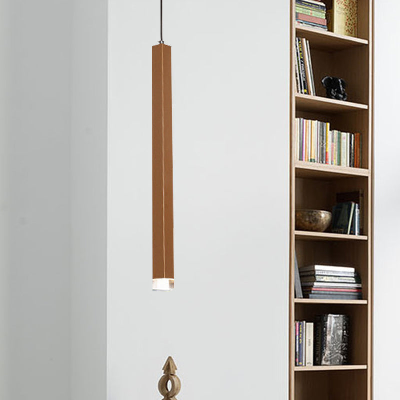 Gold Slim Cuboid Metal Suspension Light estilo simple 1/4/5 Barra de luz Luz colgante de colgantes en cálido/blanco