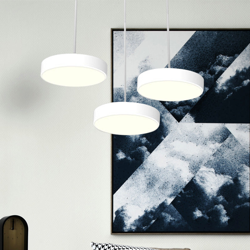 Round/Squared Hanging Ceiling Light Contemporary Metal LED Black/White Pendant Lighting with Round/Linear Canopy