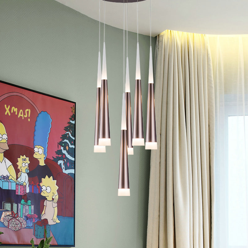 1/5/6 Lights colgante colgante colgante lámpara de metal simple de metal simple/marrón en cálido/blanco/neutral