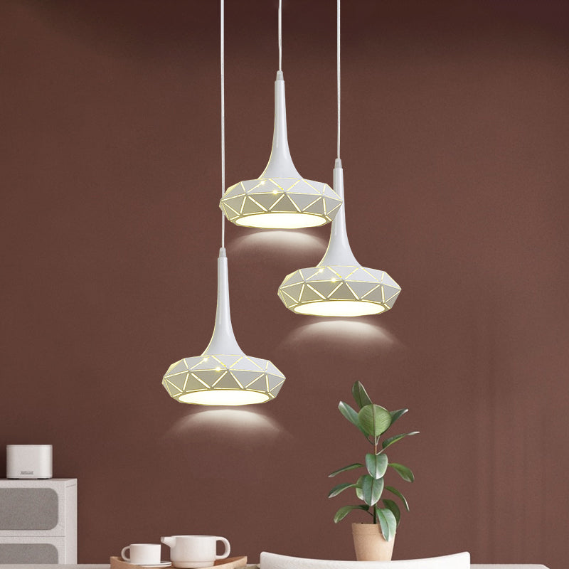 Lámpara de techo redondo mínimo colgante de clúster de comedor LED de metal en luz cálida/blanca con dosel redondo/lineal