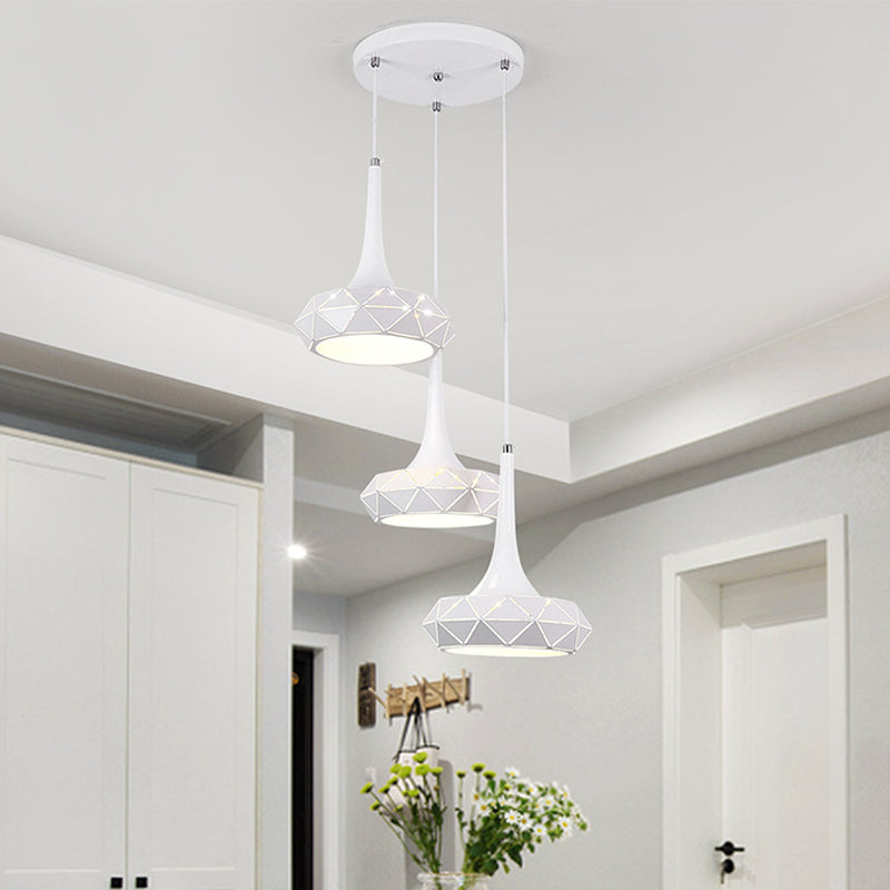 Lámpara de techo redondo mínimo colgante de clúster de comedor LED de metal en luz cálida/blanca con dosel redondo/lineal