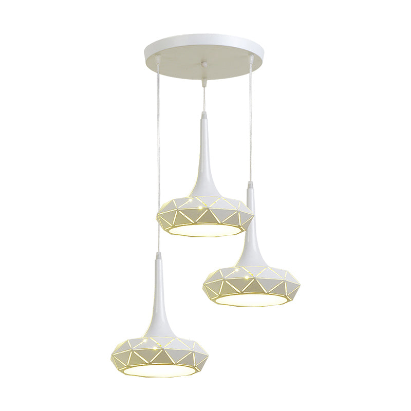 Lámpara de techo redondo mínimo colgante de clúster de comedor LED de metal en luz cálida/blanca con dosel redondo/lineal