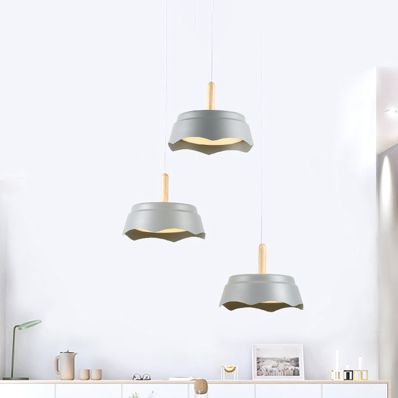 Drum Living Sala Suspension Pendse Metal 3 luces Modernismo Luz de techo colgante