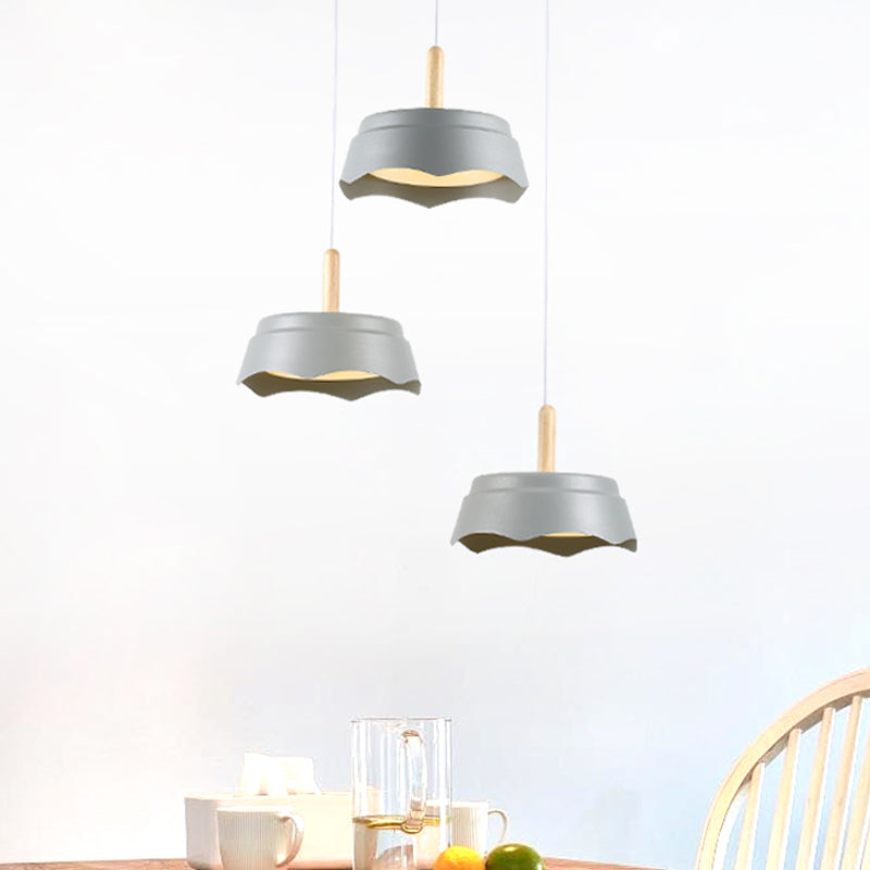 Drum Living Sala Suspension Pendse Metal 3 luces Modernismo Luz de techo colgante