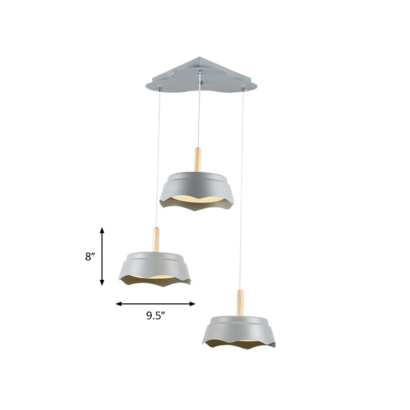 Drum Living Sala Suspension Pendse Metal 3 luces Modernismo Luz de techo colgante