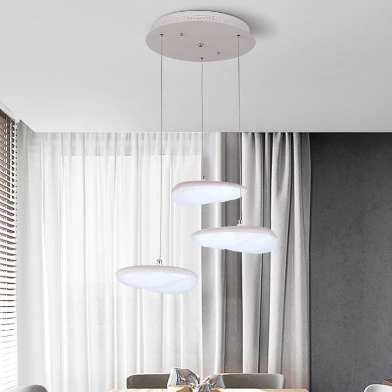 Iluminación geométrica blanca Simplicidad 3/7 cabezas LED Metal Kit de luz colgante con dosel redondo/lineal