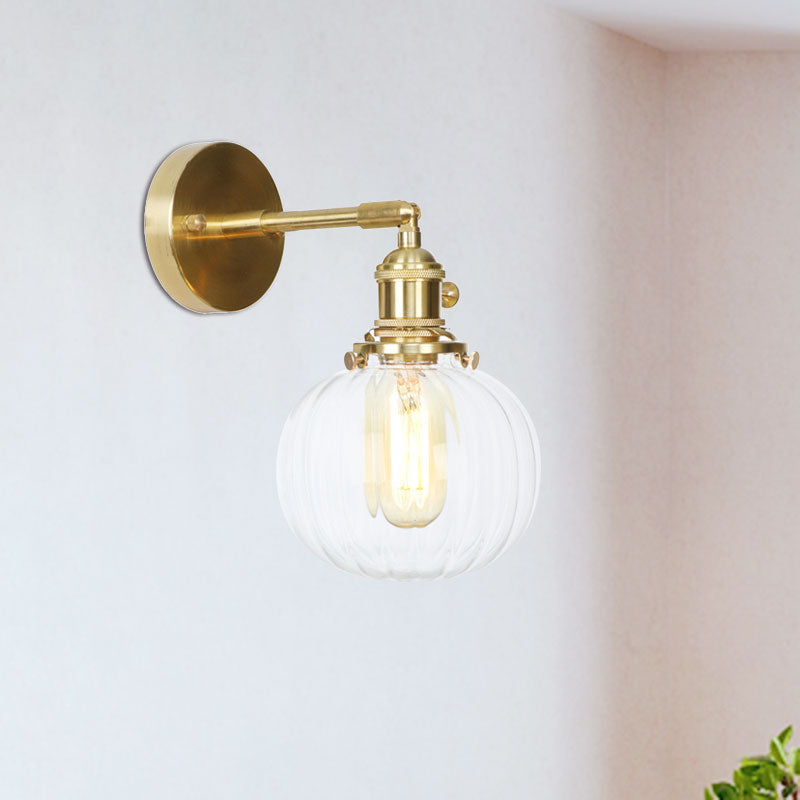 Klare Glas Globus Wandlampe Rotatierbar Vintage Ein Wandleuchte in Gold für Veranda