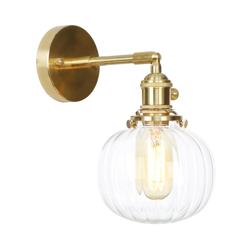Klare Glas Globus Wandlampe Rotatierbar Vintage Ein Wandleuchte in Gold für Veranda