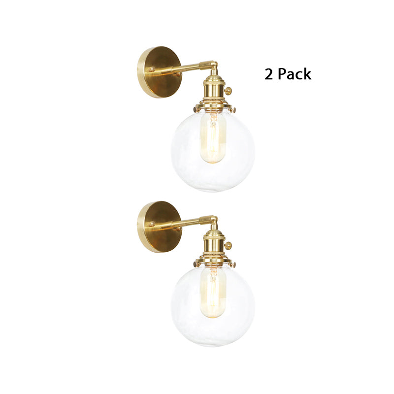 Spherical Wall Sconce Light 1 Light Clear Glass Shade Industrial Wall Lamp Light for Porch