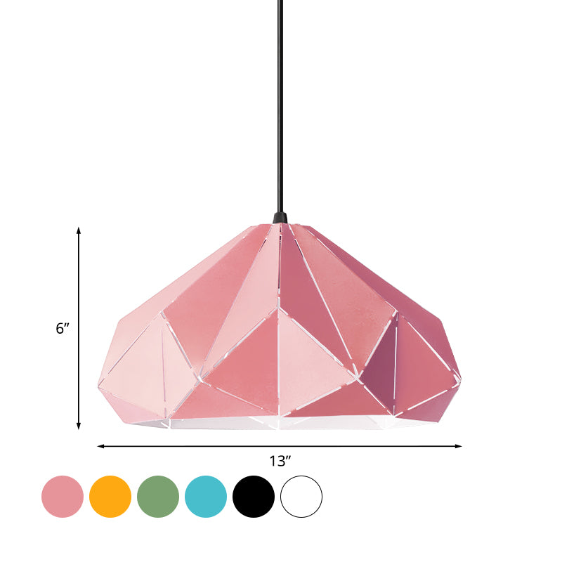 Origami Metal Hanging Pendant Light Contemporary 1 Light Blue/Pink/Yellow Ceiling Light