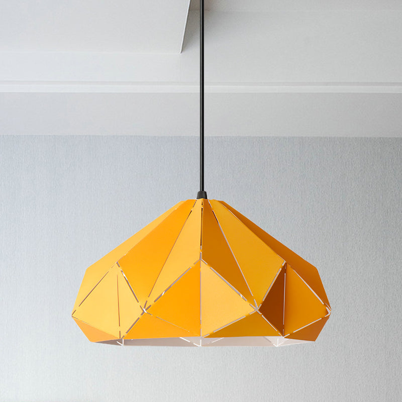 Origami Metal Hanging Pendant Light Contemporary 1 Light Blue/Pink/Yellow Ceiling Light