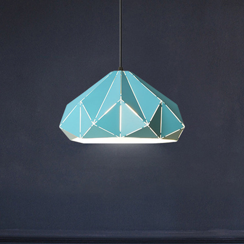 Origami Metal Hanging Pendant Light Contemporary 1 Light Blue/Pink/Yellow Ceiling Light