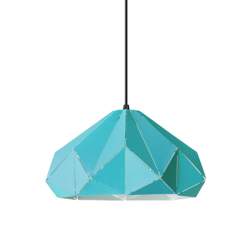 Origami Metal Hanging Pendant Light Contemporary 1 Light Blue/Pink/Yellow Ceiling Light