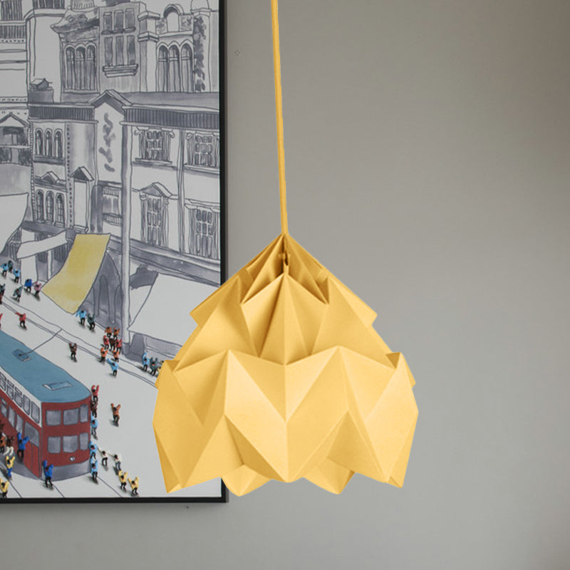 Origami Ceiling Pendant Light Macaron Paper 9.5"/15" Dia 1 Light Pink/White/Green Hanging Lamp Kit
