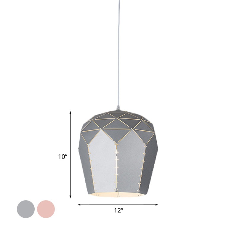 Moderner Weinglas Anhänger Leuchte Metall Metall 1 hängende Decke Licht in Rosa/Grau