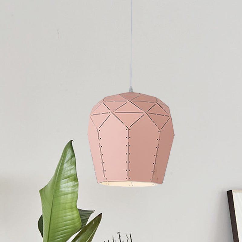 Moderner Weinglas Anhänger Leuchte Metall Metall 1 hängende Decke Licht in Rosa/Grau
