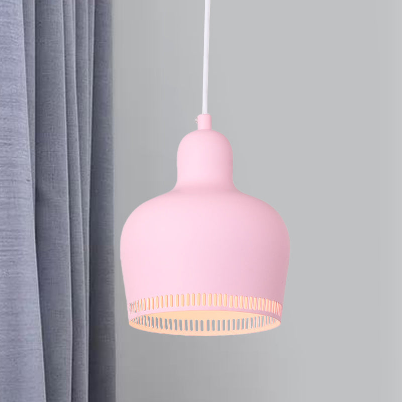 Posteo de suspensión Bell Drop de metal nórdico 1 Rosa claro/azul/amarillo Luz de techo colgante para dormitorio
