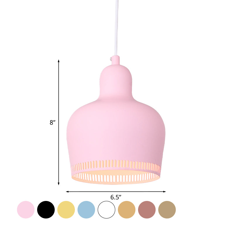 Posteo de suspensión Bell Drop de metal nórdico 1 Rosa claro/azul/amarillo Luz de techo colgante para dormitorio