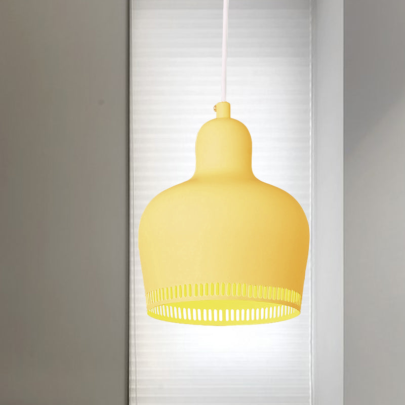 Posteo de suspensión Bell Drop de metal nórdico 1 Rosa claro/azul/amarillo Luz de techo colgante para dormitorio