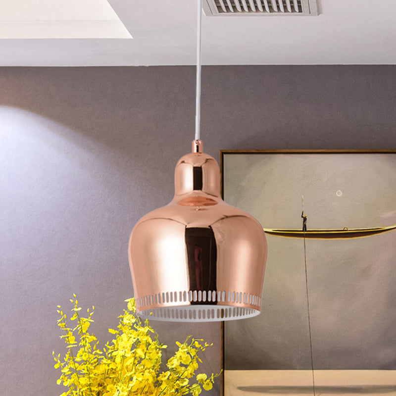 Posteo de suspensión Bell Drop de metal nórdico 1 Rosa claro/azul/amarillo Luz de techo colgante para dormitorio