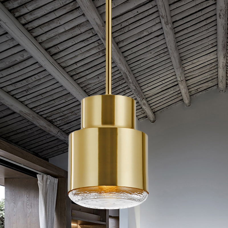Luz de techo colgante de cilindro después de la luz de suspensión de oro/bronce de hierro claro 1 para sala de estar