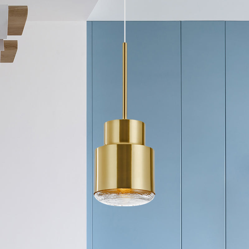 Luz de techo colgante de cilindro después de la luz de suspensión de oro/bronce de hierro claro 1 para sala de estar