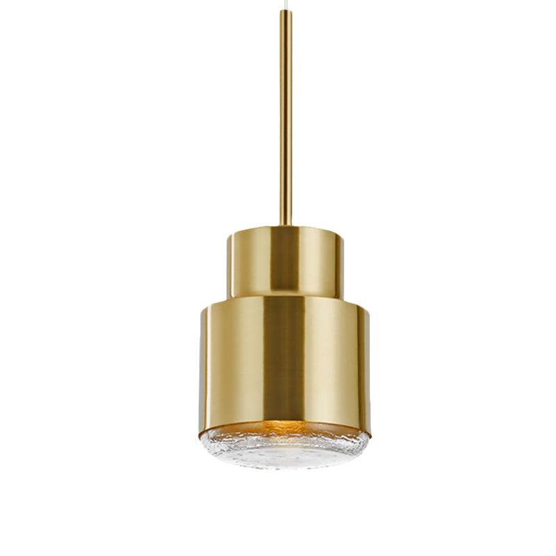 Luz de techo colgante de cilindro después de la luz de suspensión de oro/bronce de hierro claro 1 para sala de estar