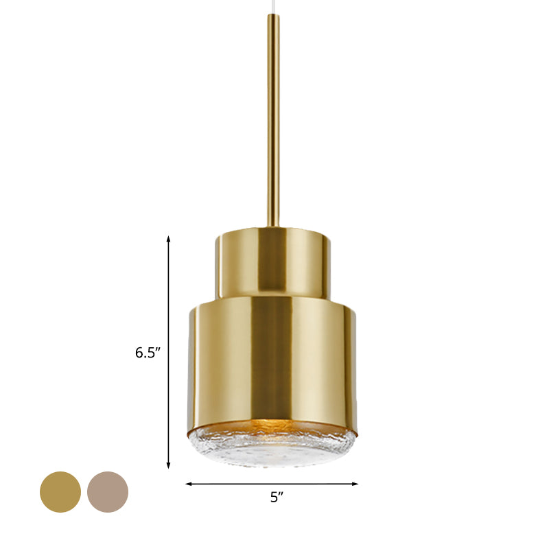 Luz de techo colgante de cilindro después de la luz de suspensión de oro/bronce de hierro claro 1 para sala de estar