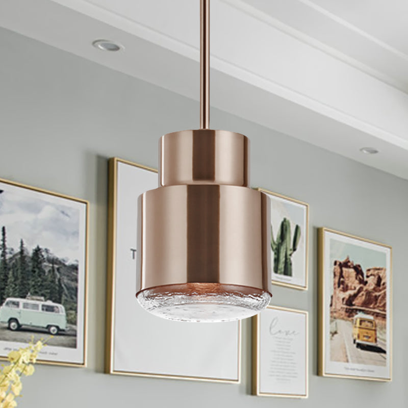 Luz de techo colgante de cilindro después de la luz de suspensión de oro/bronce de hierro claro 1 para sala de estar