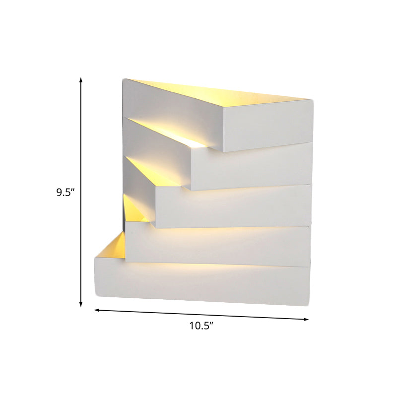 1 Light Living Room Wall Mounted Lighting with Stair Shaped Plaster Shade Wall Washer Lamp in White