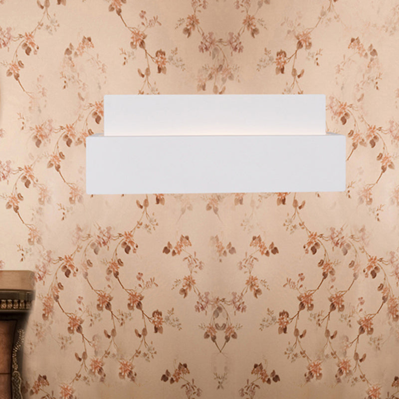 Rondella rettangolare bianca Lumo semplice stile 1 lampada montata a parete in gesso chiaro per camera da letto
