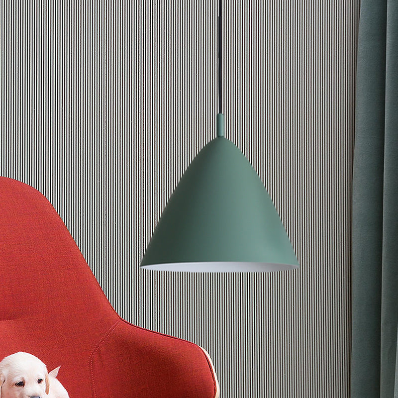 Tapered Ceiling Pendant Light Modernism Metal 10.5"/13"/16" Dia 1 Light Pink/Blue/Green Hanging Lamp Kit